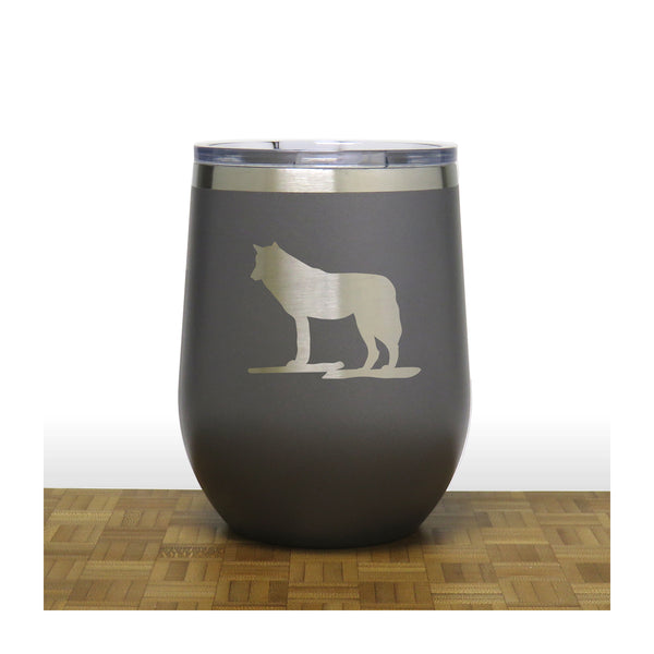 Grey - Wolf PC 12oz STEMLESS WINE - Copyright Hues in Glass