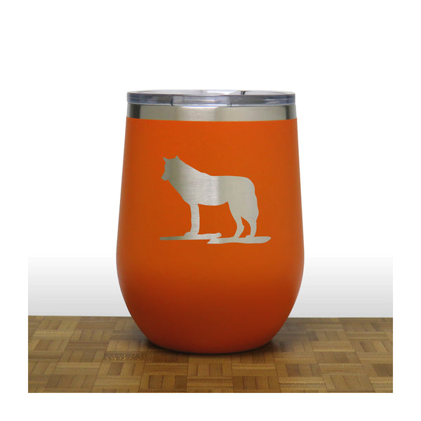 Orange - Wolf PC 12oz STEMLESS WINE - Copyright Hues in Glass