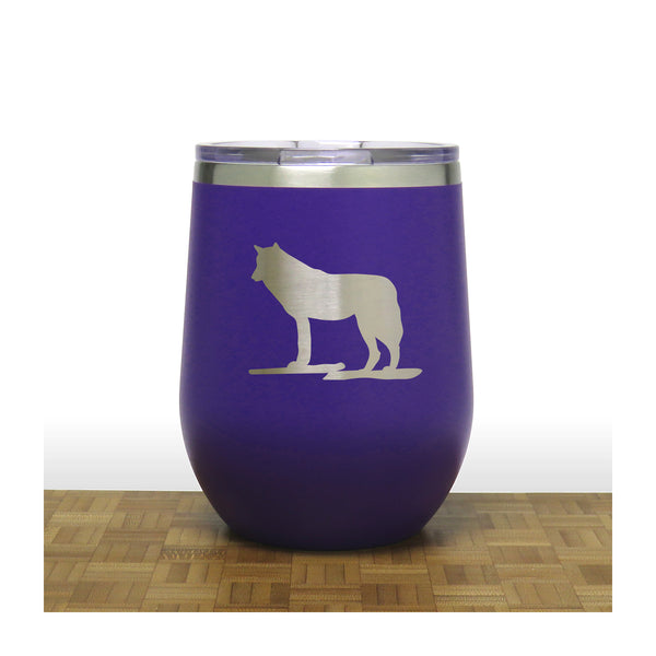 Purple - Wolf PC 12oz STEMLESS WINE - Copyright Hues in Glass