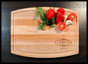 Family Name 3 Charcuterie Maple Cutting Board - Copyright Hues in Glass