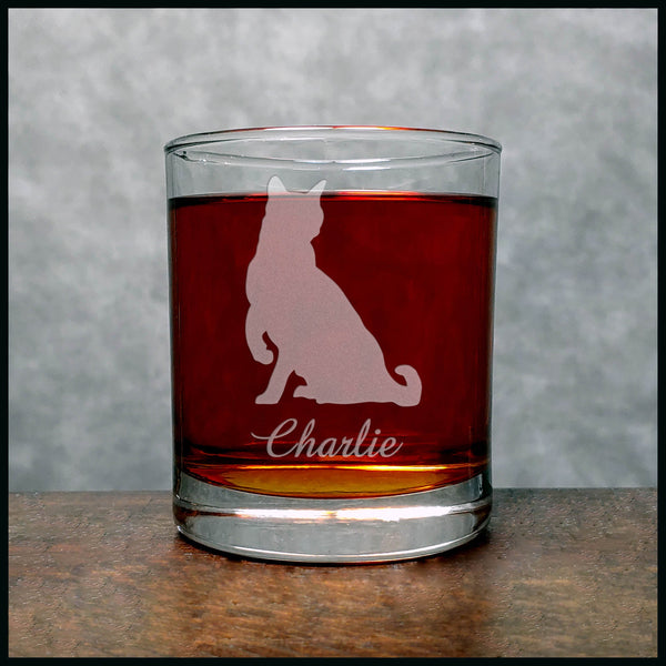 Personalized Cat Whisky Glass - Design 3 - Copyright Hues in Glass