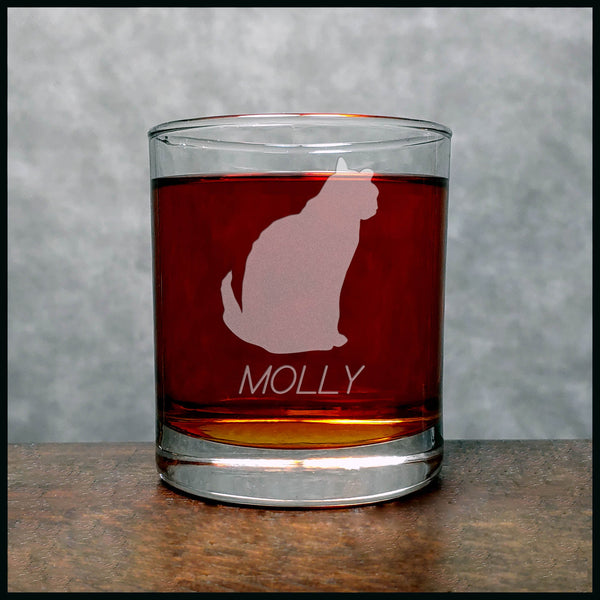 Personalized Cat Whisky Glass - Design 6 - Copyright Hues in Glass