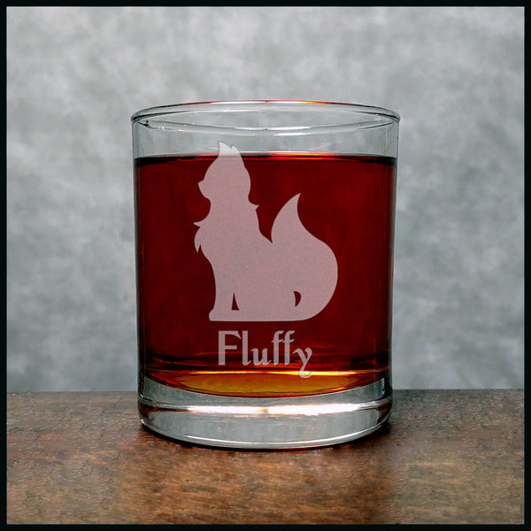 Personalized Sitting Cat Personalized Whisky Glass - Design 2 - Copyright Hues in Glass