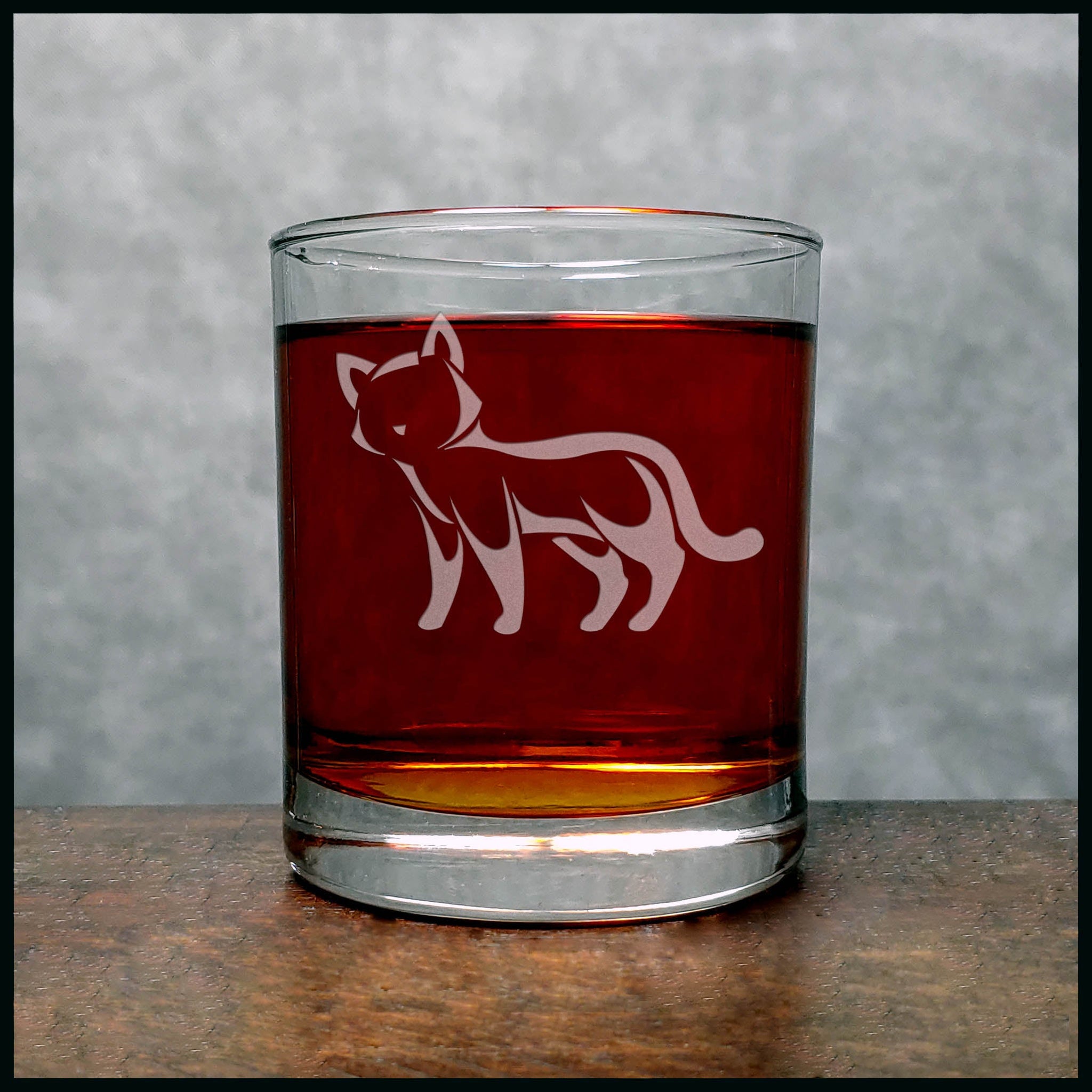Standing Cat Whisky Glass - Copyright Hues in Glass