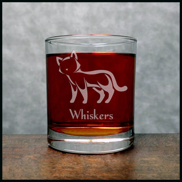 Personalization Standing Cat Whisky Glass - Copyright Hues in Glass