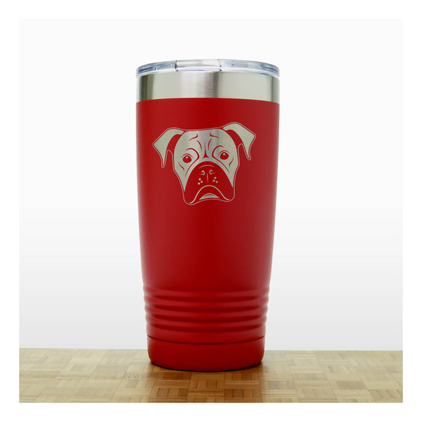 Red - Boxer Face 20 oz Insulated Tumbler - Copyright Hues in Glass
