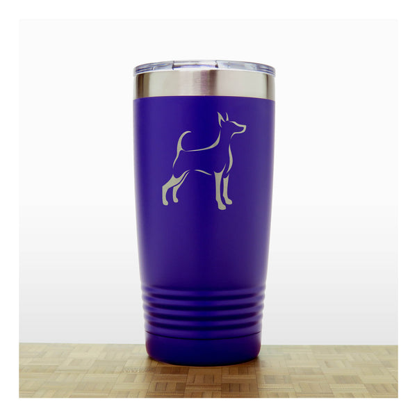 Purple - Long Tailed, Uncropped Ears Doberman 20 oz Insulated Tumbler - Design 4 - Copyright Hues in Glass