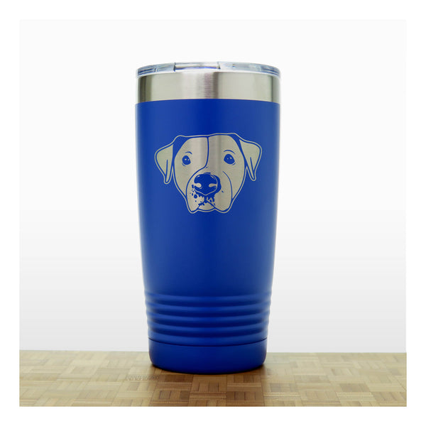 Blue - Pitbull Face 20 oz Insulated Tumbler - Copyright Hues in Glass