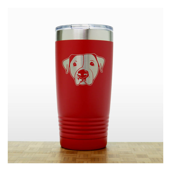Red - Pitbull Face 20 oz Insulated Tumbler - Copyright Hues in Glass