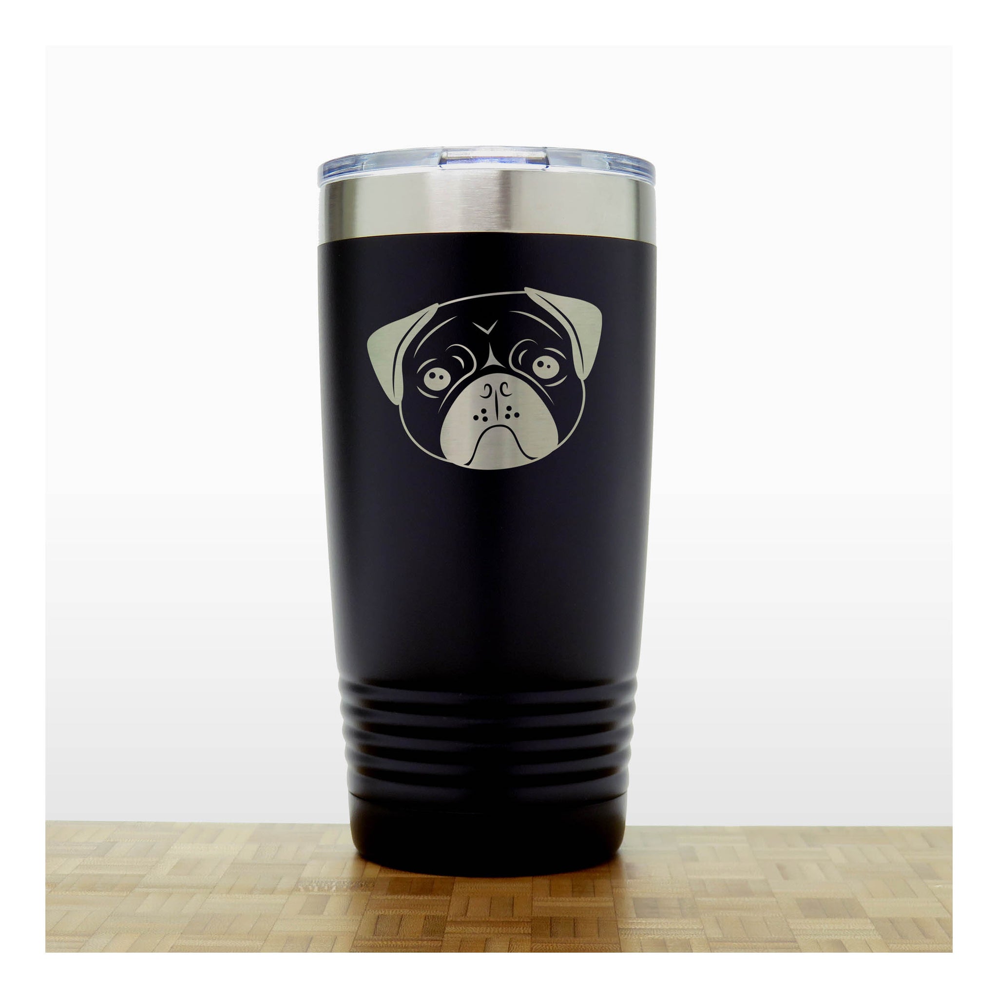 Black - Pug Face 20 oz Insulated Tumbler - Copyright Hues in Glass