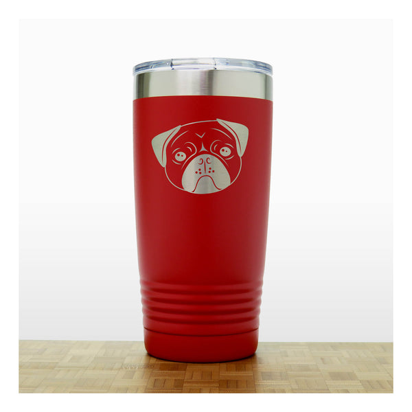 Red - Pug Face 20 oz Insulated Tumbler - Copyright Hues in Glass