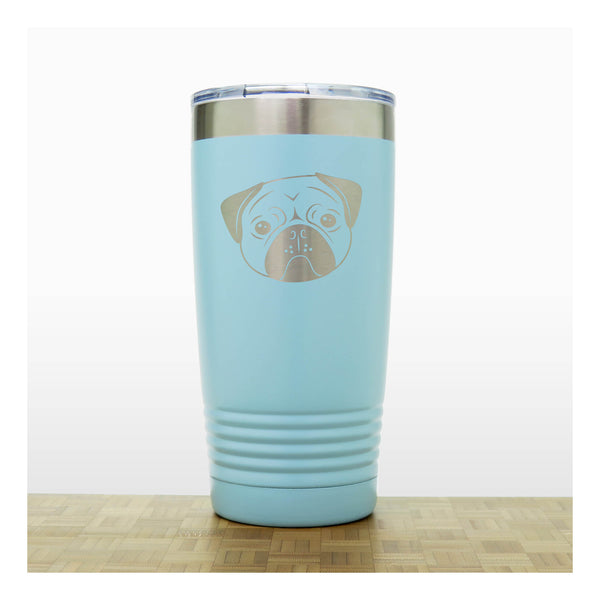 Teal - Pug Face 20 oz Insulated Tumbler - Copyright Hues in Glass