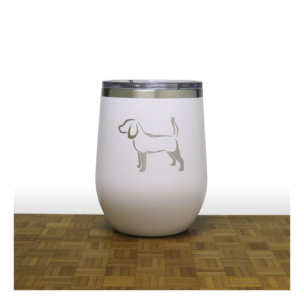 White - Beagle PC 12oz STEMLESS WINE - Copyright Hues in Glass