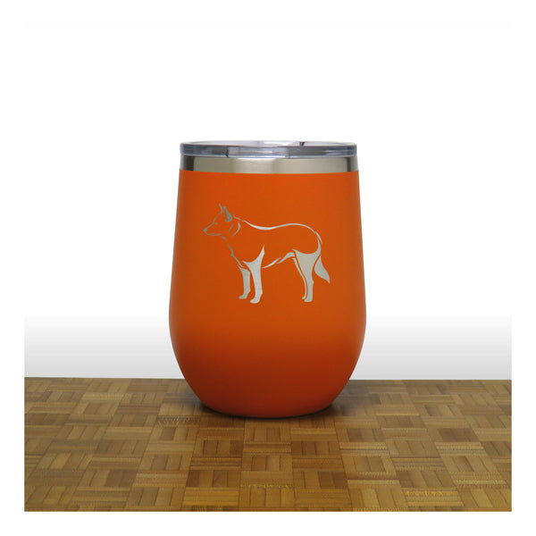 Orange - Blue Heeler PC 12oz STEMLESS WINE - Copyright Hues in Glass