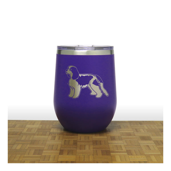 Purple - Cavalier King Charles Spaniel PC 12oz STEMLESS WINE - Copyright Hues in Glass