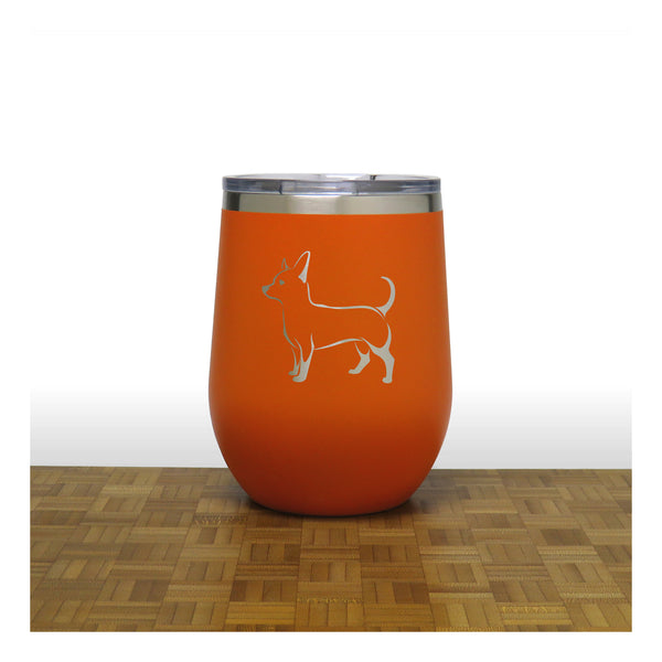 Orange - Chihuahua PC 12oz STEMLESS WINE - Copyright Hues in Glass