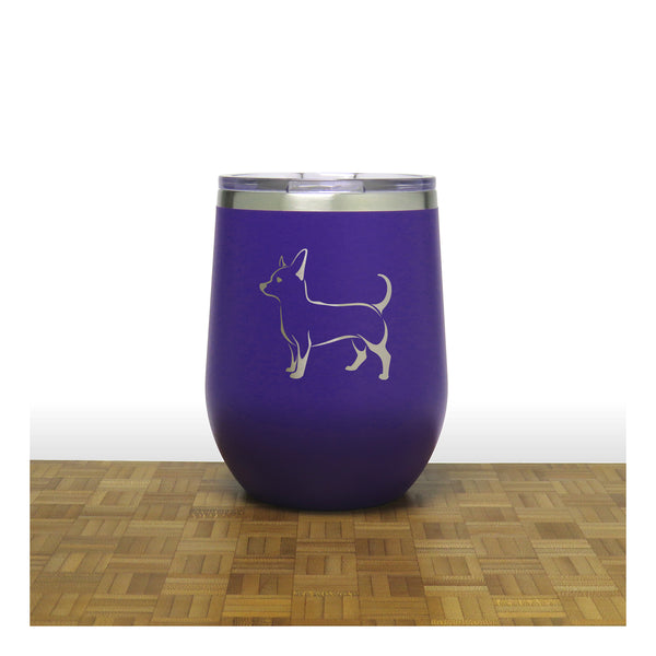 Purple - Chihuahua PC 12oz STEMLESS WINE - Copyright Hues in Glass