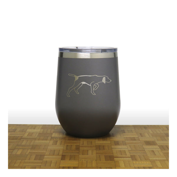 Grey - German Pointer PC 12oz STEMLESS WINE - Copyright Hues in Glass