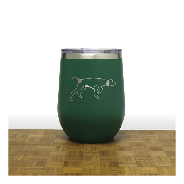 Green - German Pointer PC 12oz STEMLESS WINE - Copyright Hues in Glass