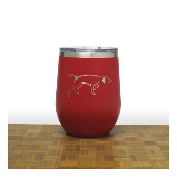 Red - German Pointer PC 12oz STEMLESS WINE - Copyright Hues in Glass