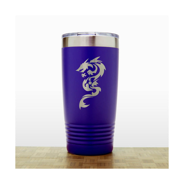 Purple - Dragon 20 oz Insulated Tumbler - Design 2 -Copyright Hues in Glass