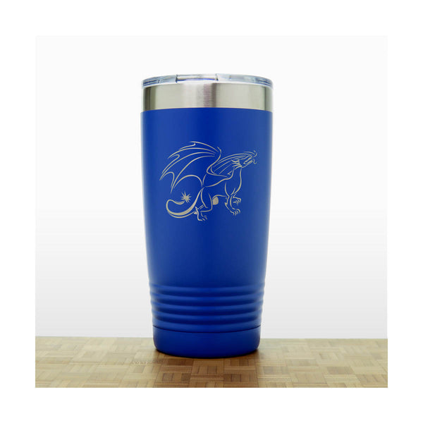 Blue - Dragon 20 oz Insulated Tumbler - Design 3 - Copyright Hues in Glass