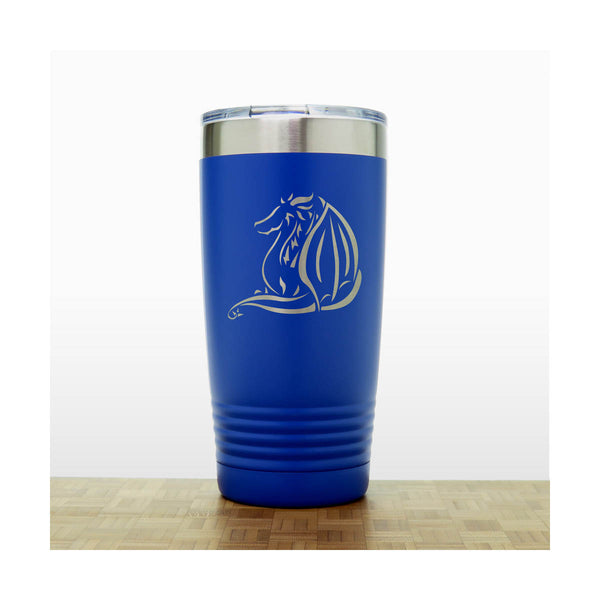 Blue - Dragon 20 oz Insulated Tumbler - Design 6 - Copyright Hues in Glass