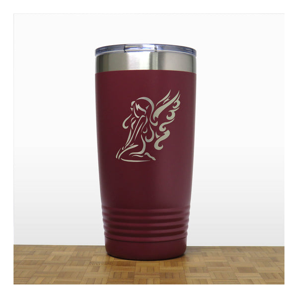Maroon - Fairy 20 oz Insulated Tumbler - Design 1 - Copyright Hues in Glass