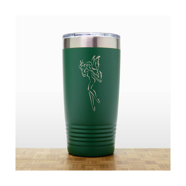 Green - Fairy 20 oz Insulated Tumbler - Design 3 - Copyright Hues in Glass