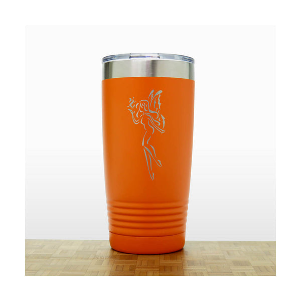 Orange - Fairy 20 oz Insulated Tumbler - Design 3 - Copyright Hues in Glass