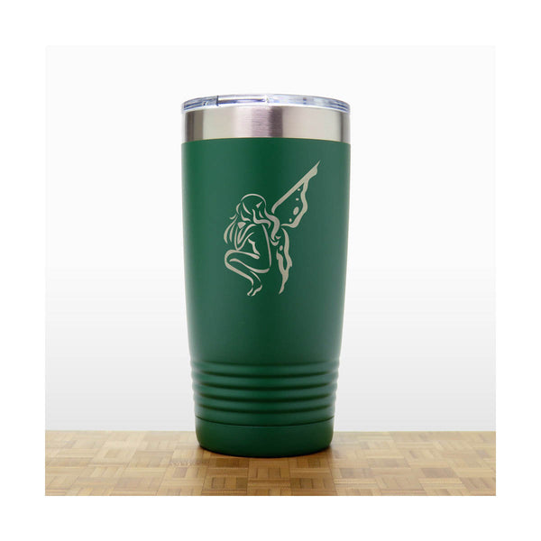 Green - Fairy 20 oz Insulated Tumbler - Design 4 - Copyright Hues in Glass