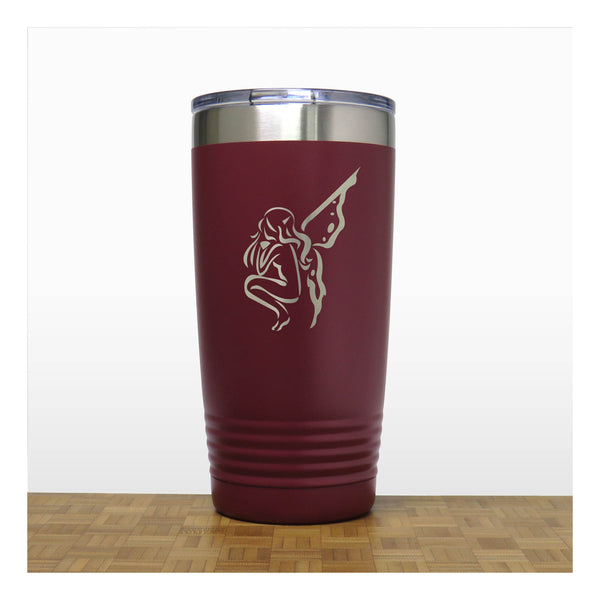 Maroon - Fairy 20 oz Insulated Tumbler - Design 4 - Copyright Hues in Glass