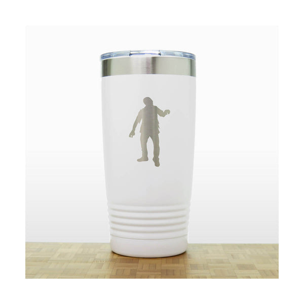 White - Zombie 20 oz Insulated Tumbler - Design 2 - Copyright Hues in Glass