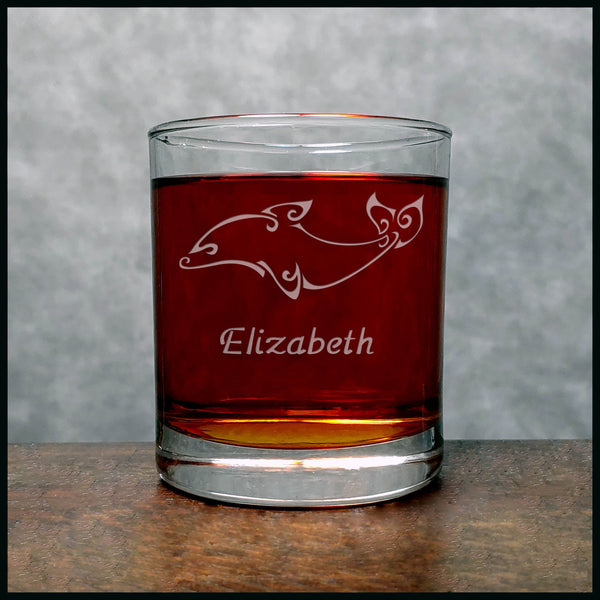 Dolphin Personalized  Whisky Glass - Design 2 - Copyright Hues in Glass