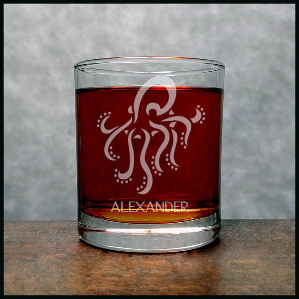 Octopus Personalized Whisky Glass - Copyright Hues in Glass