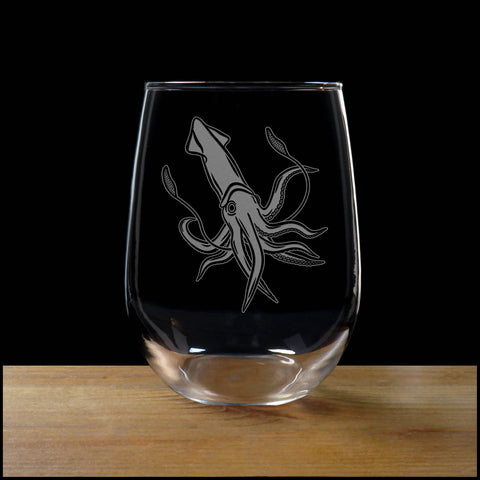 Squid Stemless Wine Glass - Copyright Hues in Glass