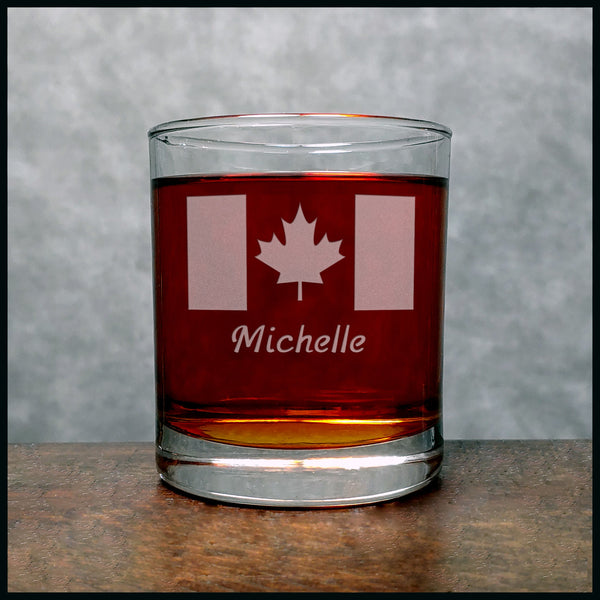 Canada Flag Personalized Whiskey Glass - Copyright Hues in Glass