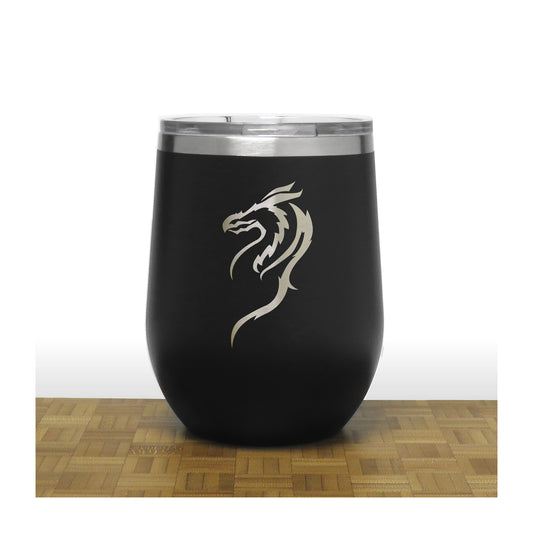 Black - Dragon PC 12oz STEMLESS WINE - Copyright Hues in Glass
