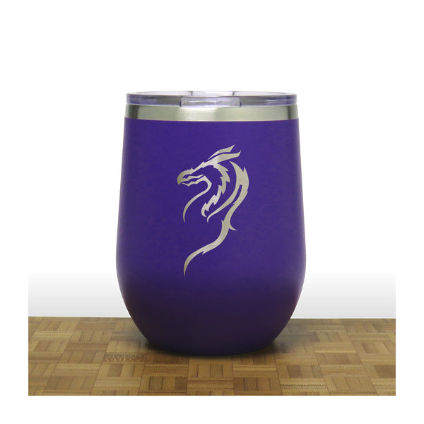 Purple - Dragon PC 12oz STEMLESS WINE - Copyright Hues in Glass