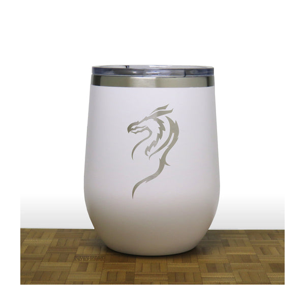 White - Dragon PC 12oz STEMLESS WINE - Copyright Hues in Glass