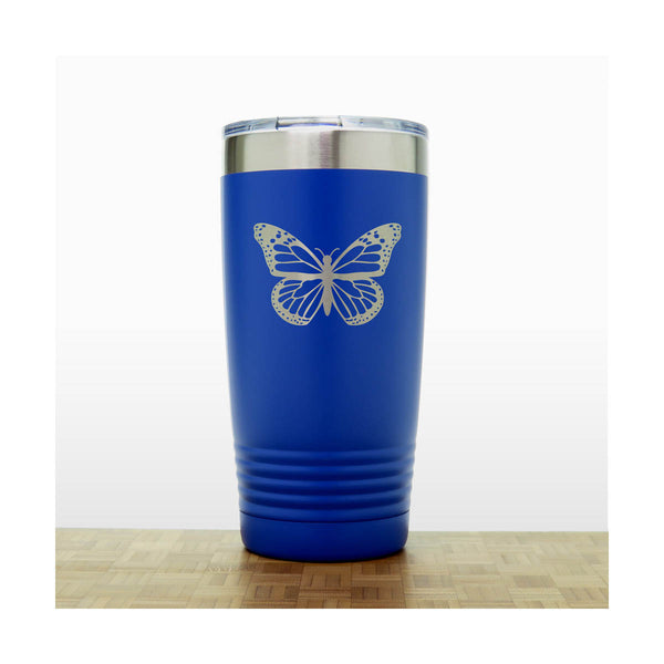 Blue - Butterfly 20 oz Insulated Tumbler - Copyright Hues in Glass
