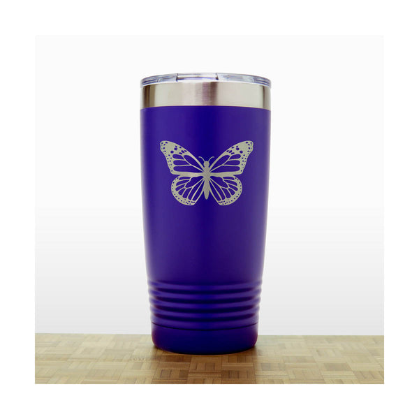 Purple - Butterfly 20 oz Insulated Tumbler - Copyright Hues in Glass