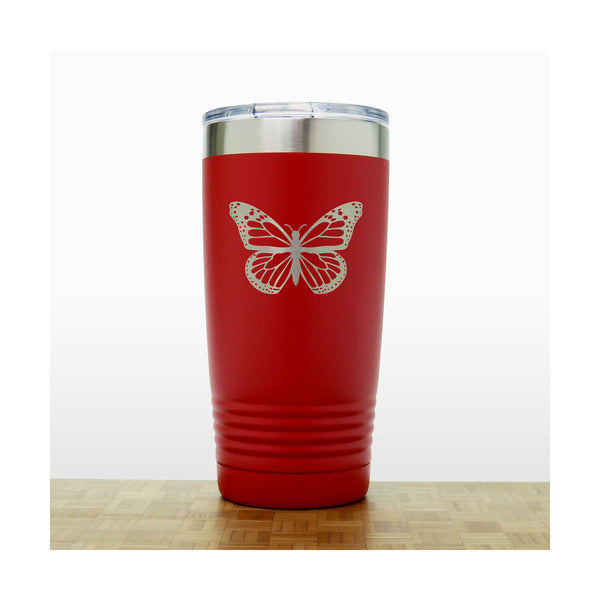 Red - Butterfly 20 oz Insulated Tumbler - Copyright Hues in Glass