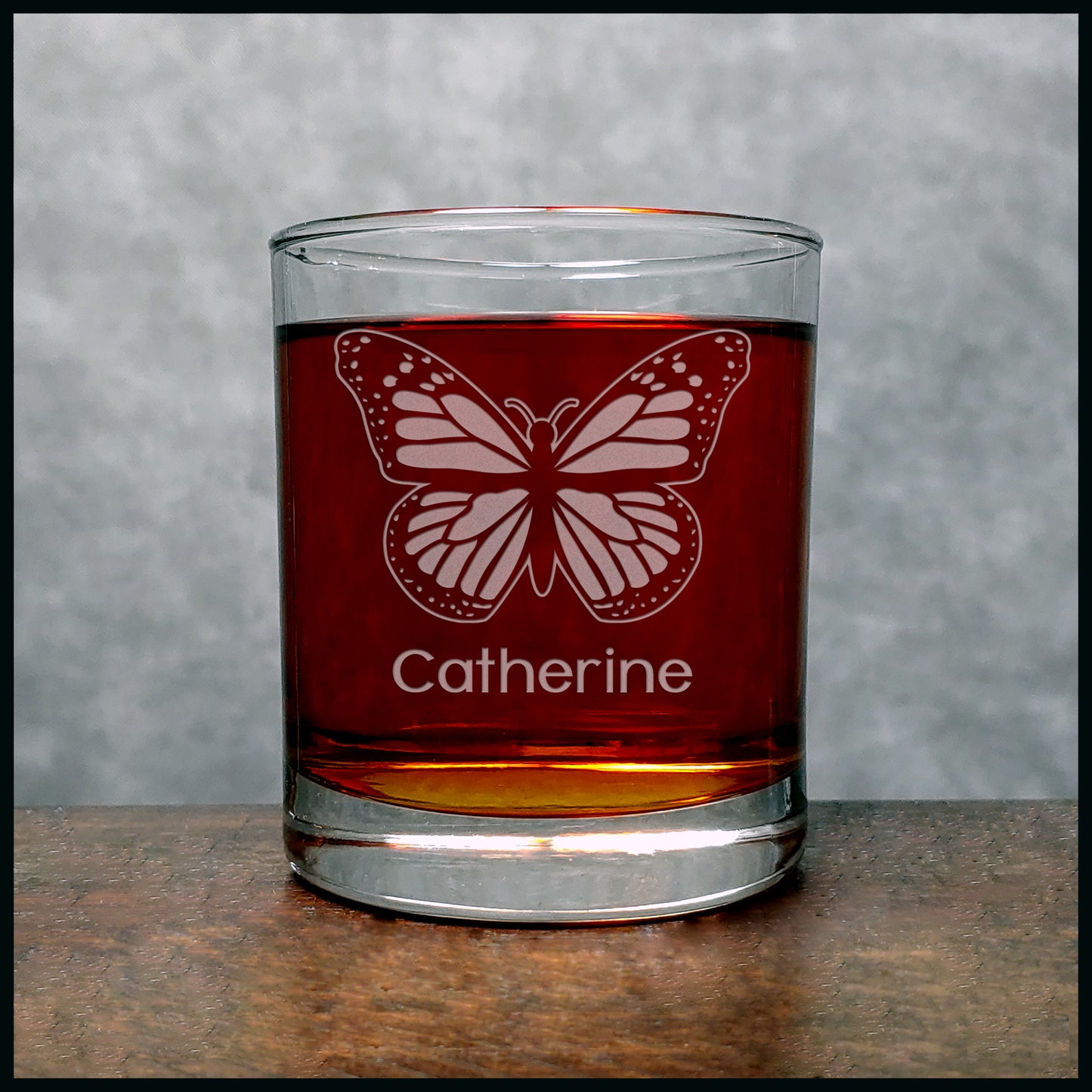 Butterfly Personalized Whisky Glass - Copyright Hues in Glass
