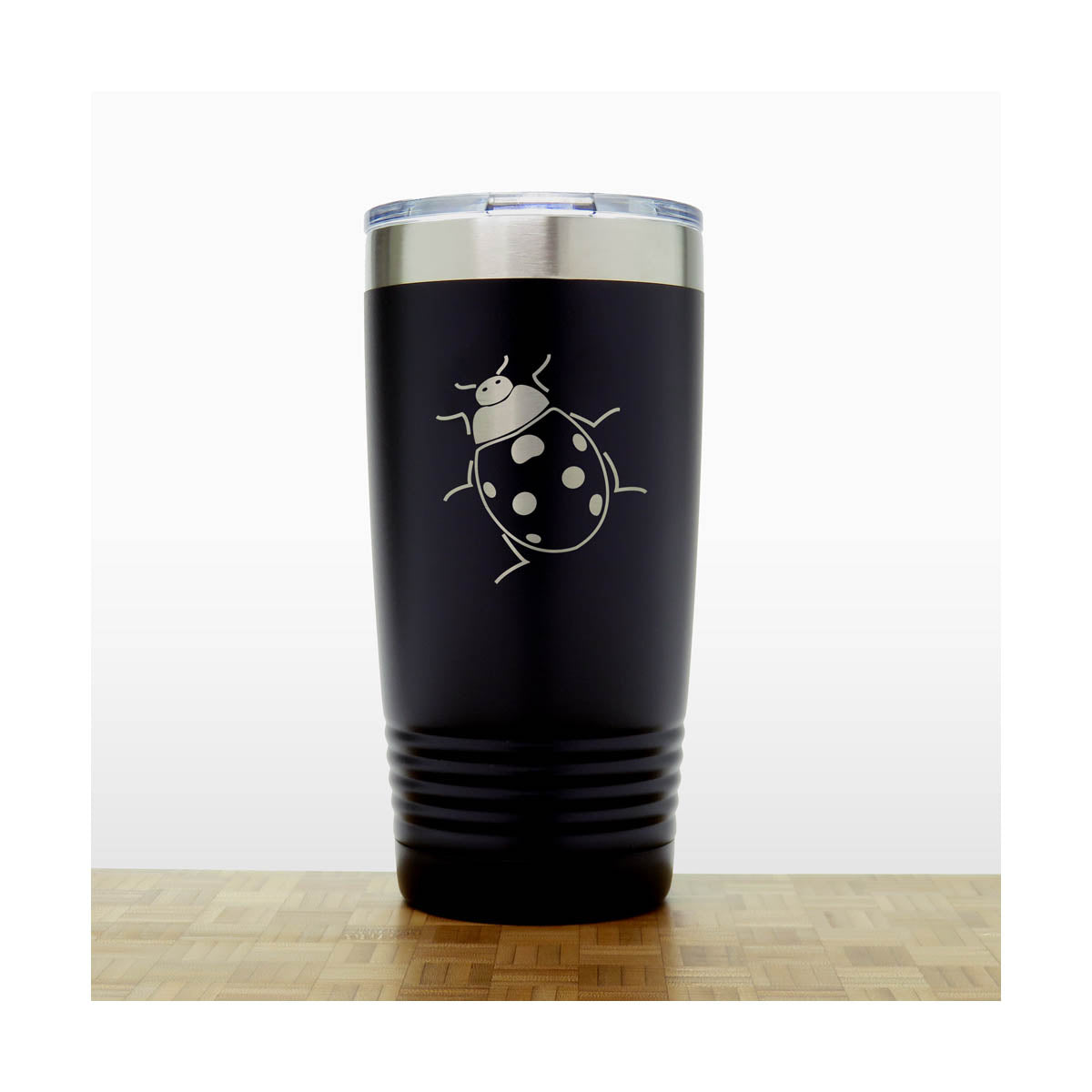Black - Ladybug 20 oz Insulated Tumbler - Copyright Hues in Glass