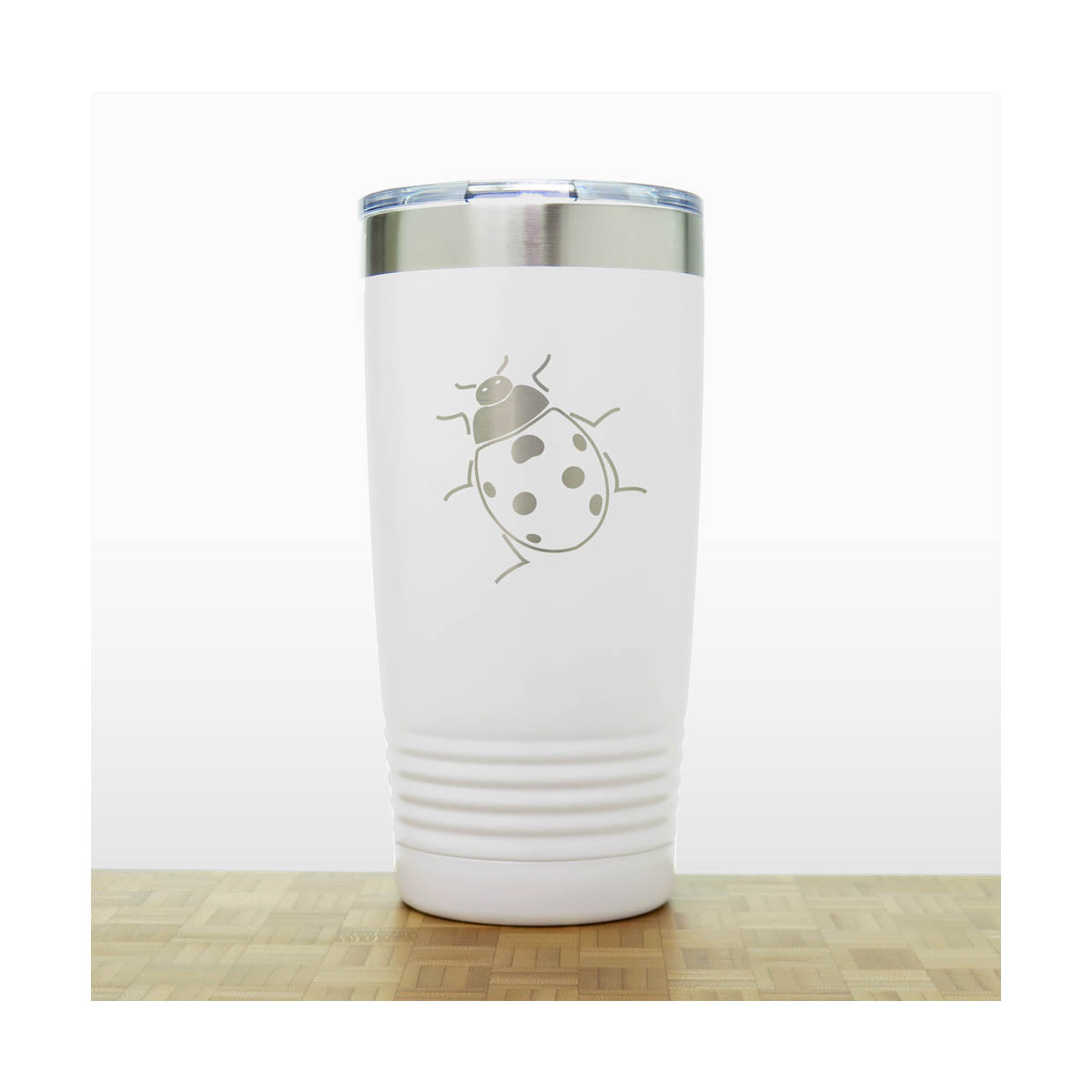 White - Ladybug 20 oz Insulated Tumbler - Copyright Hues in Glass
