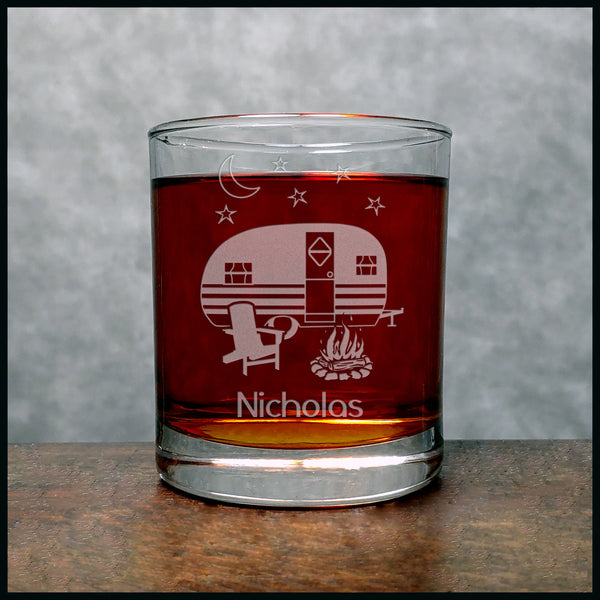 Camper Personalized Whisky Glass - Design 2 - Copyright Hues in Glass