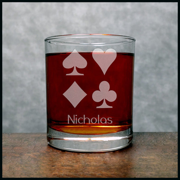 Card Suits Personalized Whisky Glass - Copyright Hues in Glass