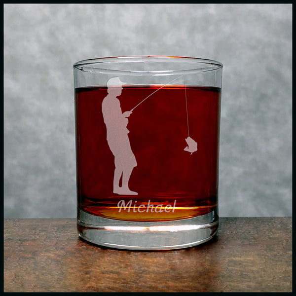 Fisherman Personalized Whisky Glass - Copyright Hues in Glass