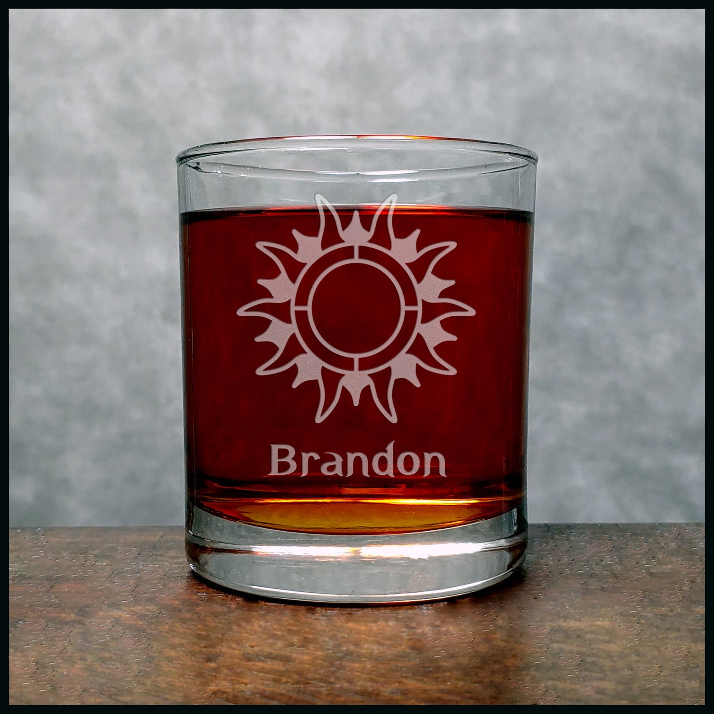 Sun Personalized Whisky Glass - Design 4 - Copyright Hues in Glass